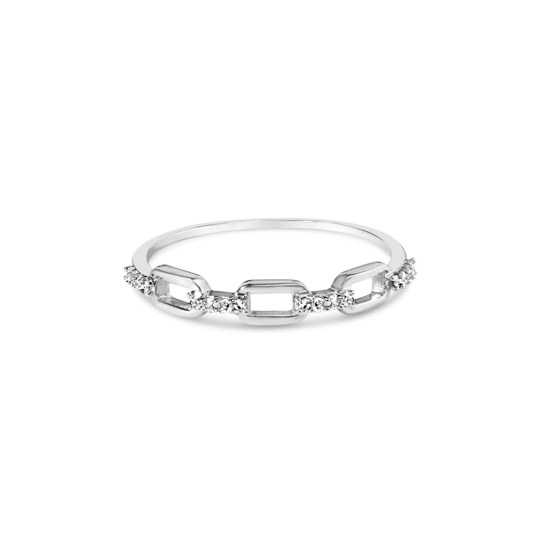 .925 Sterling Silver Diamond Accent Paperclip Band Ring (I-J Color, I2-I3 Clarity) - Ring Size 6 by Bids.com