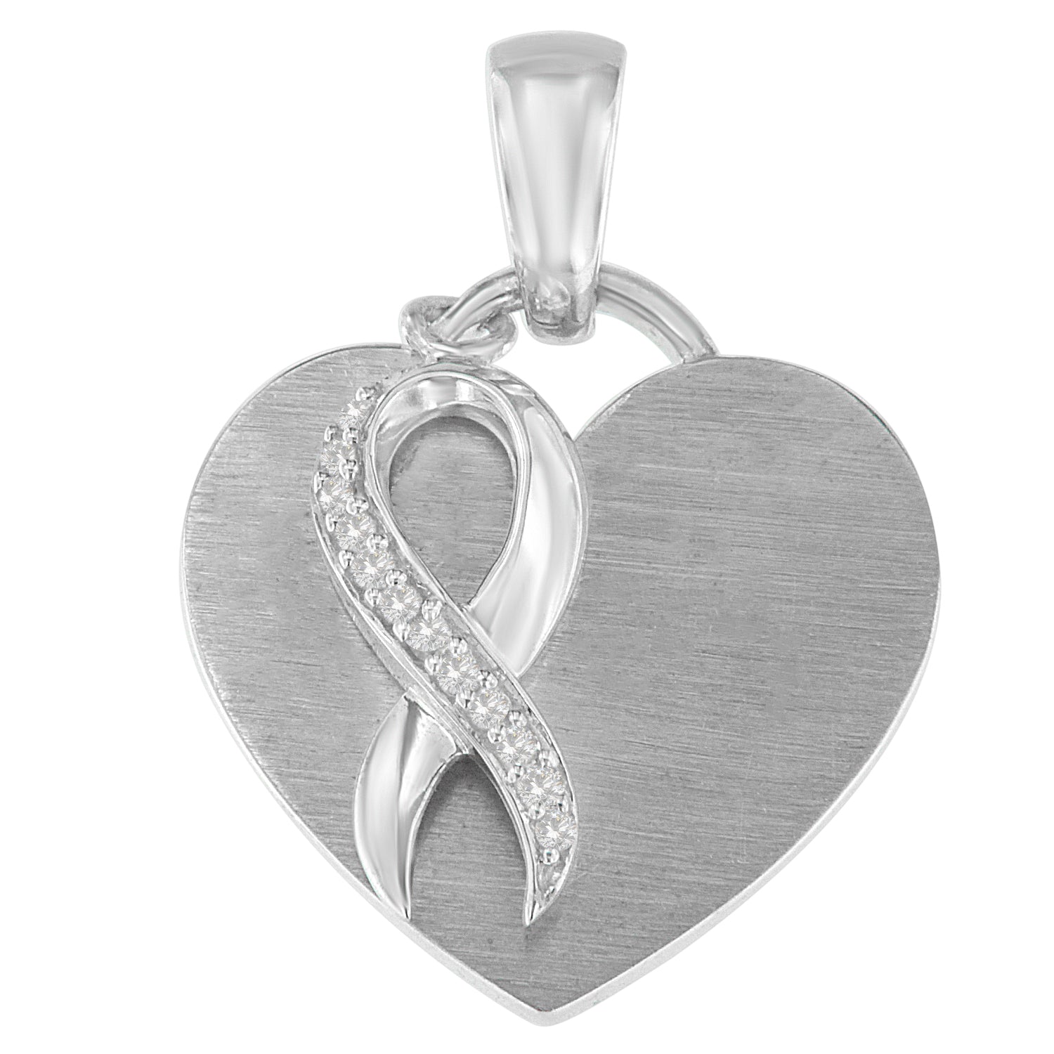 .925 Sterling Silver 1/10 cttw Diamond Heart Pendant Necklace (H-I, I1-I2) by Bids.com