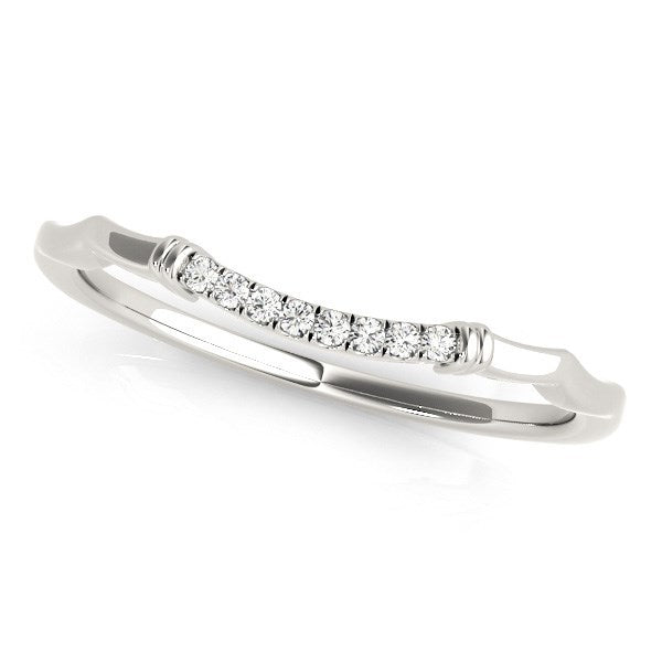 14k White Gold Wave Design Pave Set Diamond Wedding Ring (1/20 cttw) by Bids.com