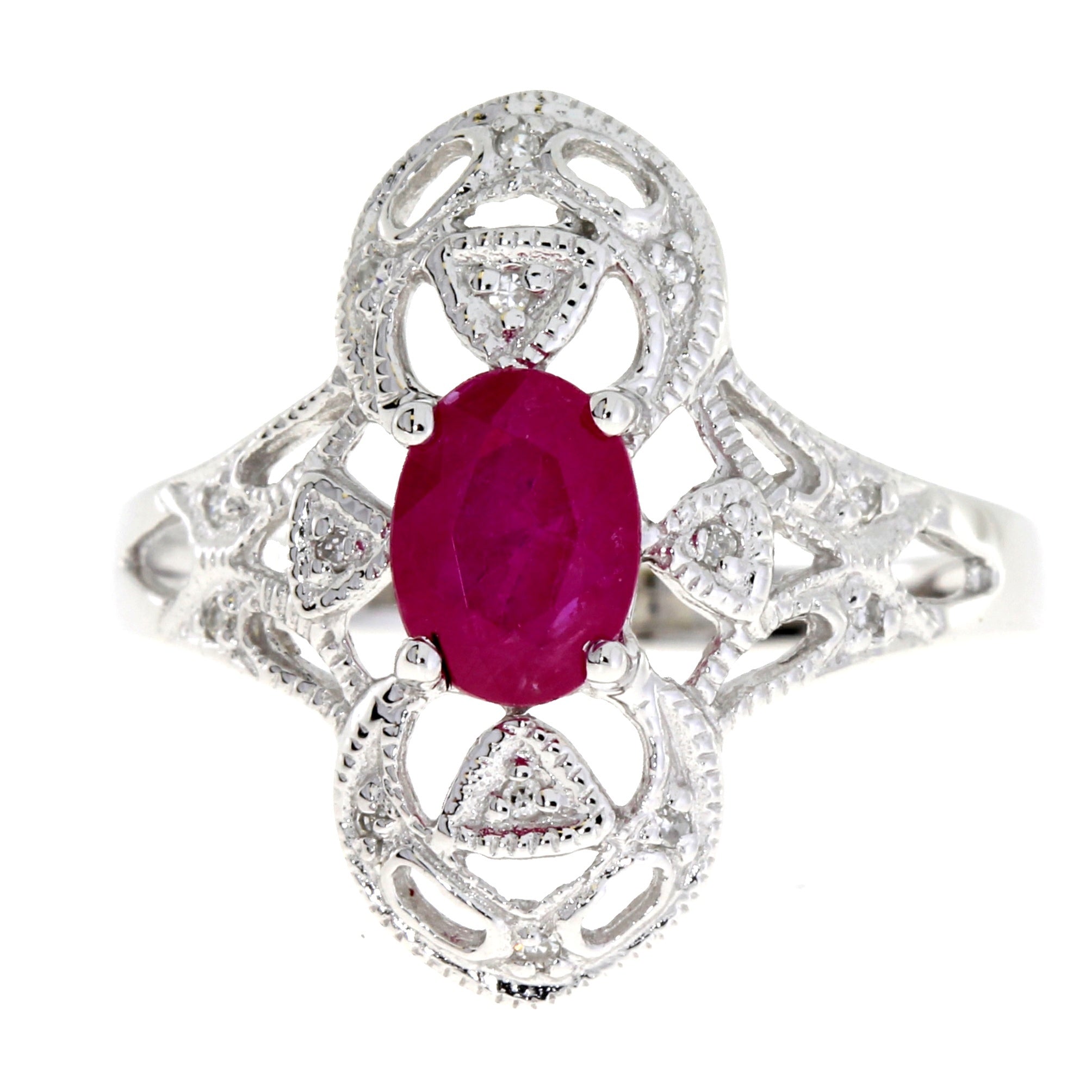 Natural 1.05ct Ruby Diamond Ring 10KT White Gold by Bids.com