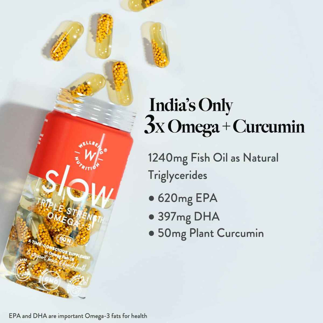 Wellbeing Nutrition Slow Triple Strength Omega 3 Fish Oil Capsules For Men and Women