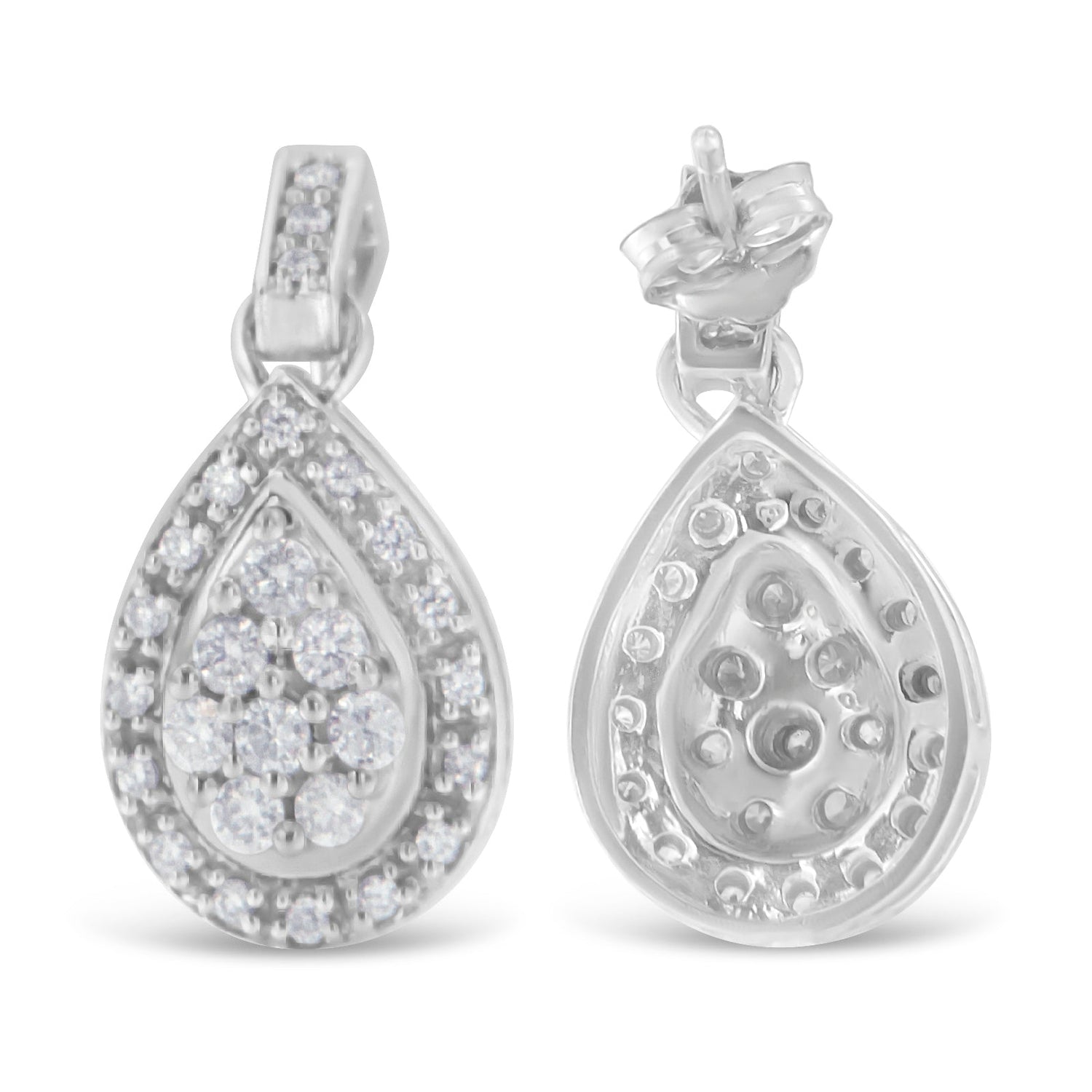 10k White Gold Round Cut Diamond Earrings (0.75 cttw, H-I Color, I1-I2 Clarity) by Bids.com