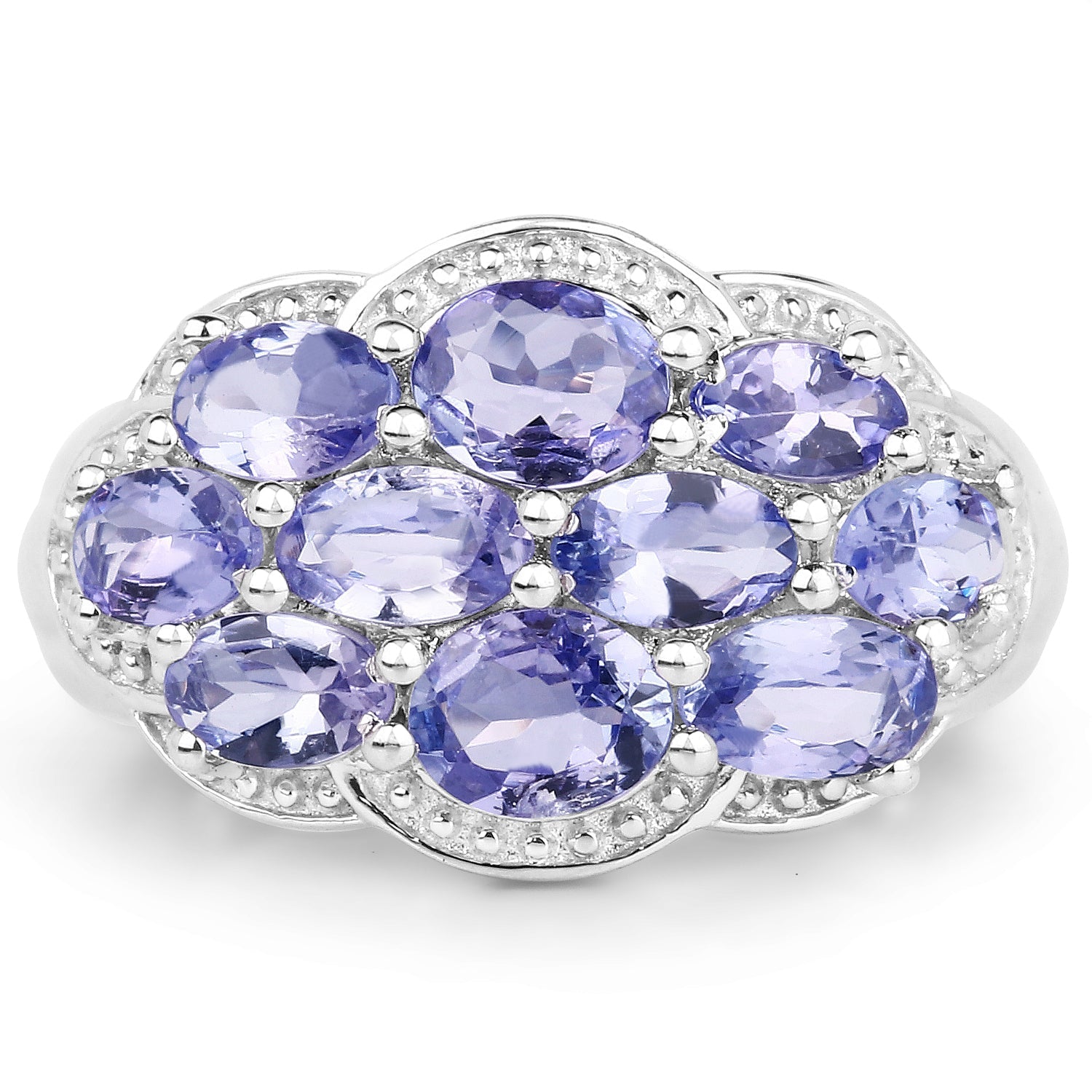 2.66 Carat Genuine Tanzanite .925 Sterling Silver Ring  DestGlow