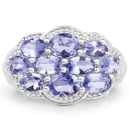 2.66 Carat Genuine Tanzanite .925 Sterling Silver Ring  DestGlow
