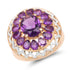 14K Rose Gold Plated 4.30 Carat Genuine Amethyst .925 Sterling Silver Ring  DestGlow