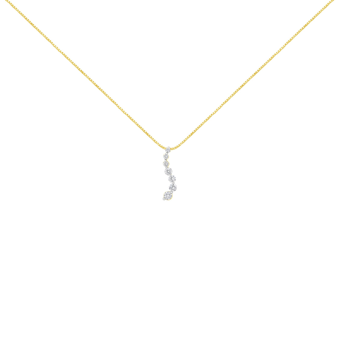 AGS Certified 14K Yellow Gold 2.0 Cttw Baguette and Brilliant Round-Cut Diamond Journey 18" Pendant Necklace (F-G Color, I1-I2 Clarity) by Bids.com