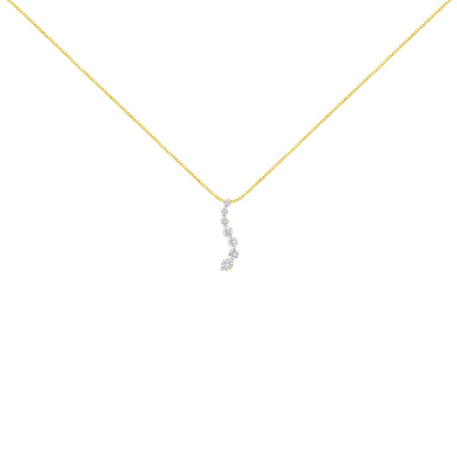 AGS Certified 14K Yellow Gold 2.0 Cttw Baguette and Brilliant Round-Cut Diamond Journey 18" Pendant Necklace (F-G Color, I1-I2 Clarity) by Bids.com
