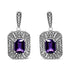 .925 Sterling Silver Diamond Accent and 7x5mm Purple Amethyst Stud Earrings (I-J Color, I2-I3 Clarity) by Bids.com