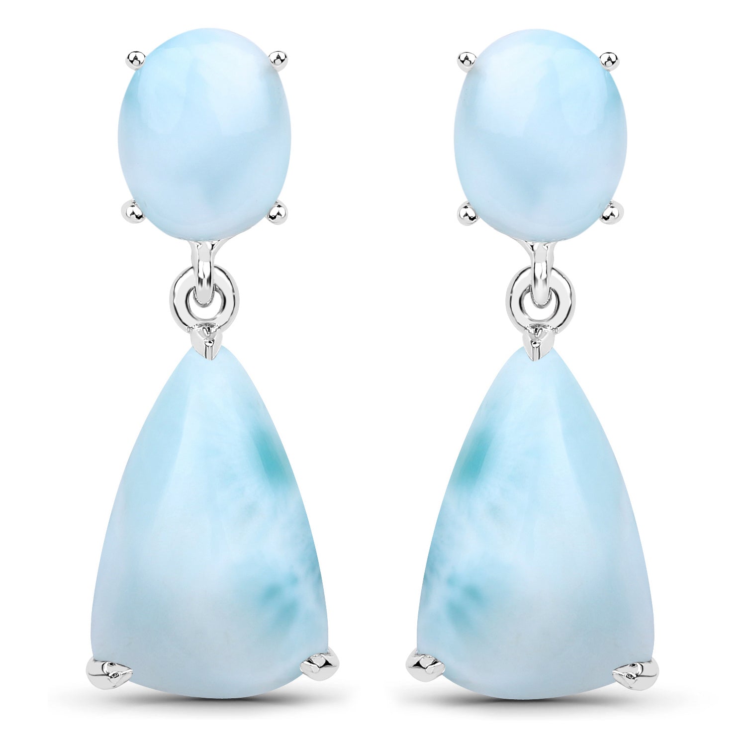 11.54 Carat Genuine Larimar .925 Sterling Silver Earrings  DestGlow