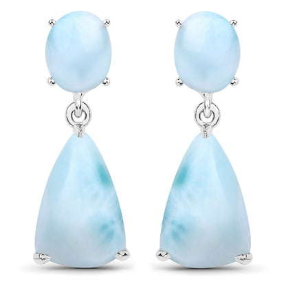 11.54 Carat Genuine Larimar .925 Sterling Silver Earrings  DestGlow
