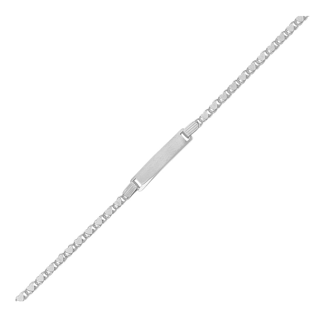 14k White Gold Childrens Heart Link ID Bracelet by Bids.com