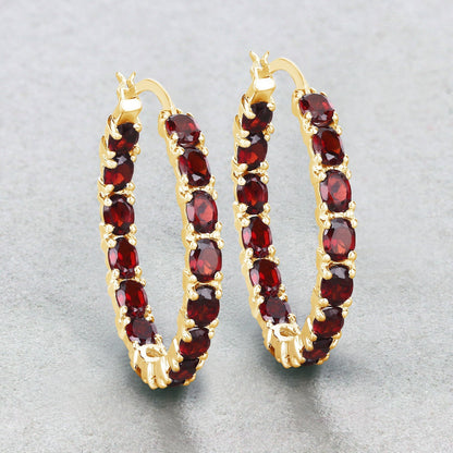 6.00 Carat Genuine Garnet .925 Sterling Silver Earrings  DestGlow