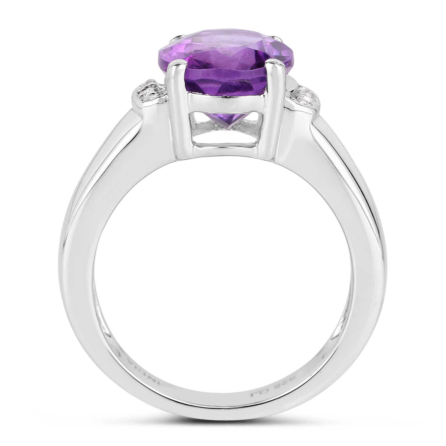 3.32 Carat Genuine  Amethyst and White Topaz .925 Sterling Silver Ring  DestGlow