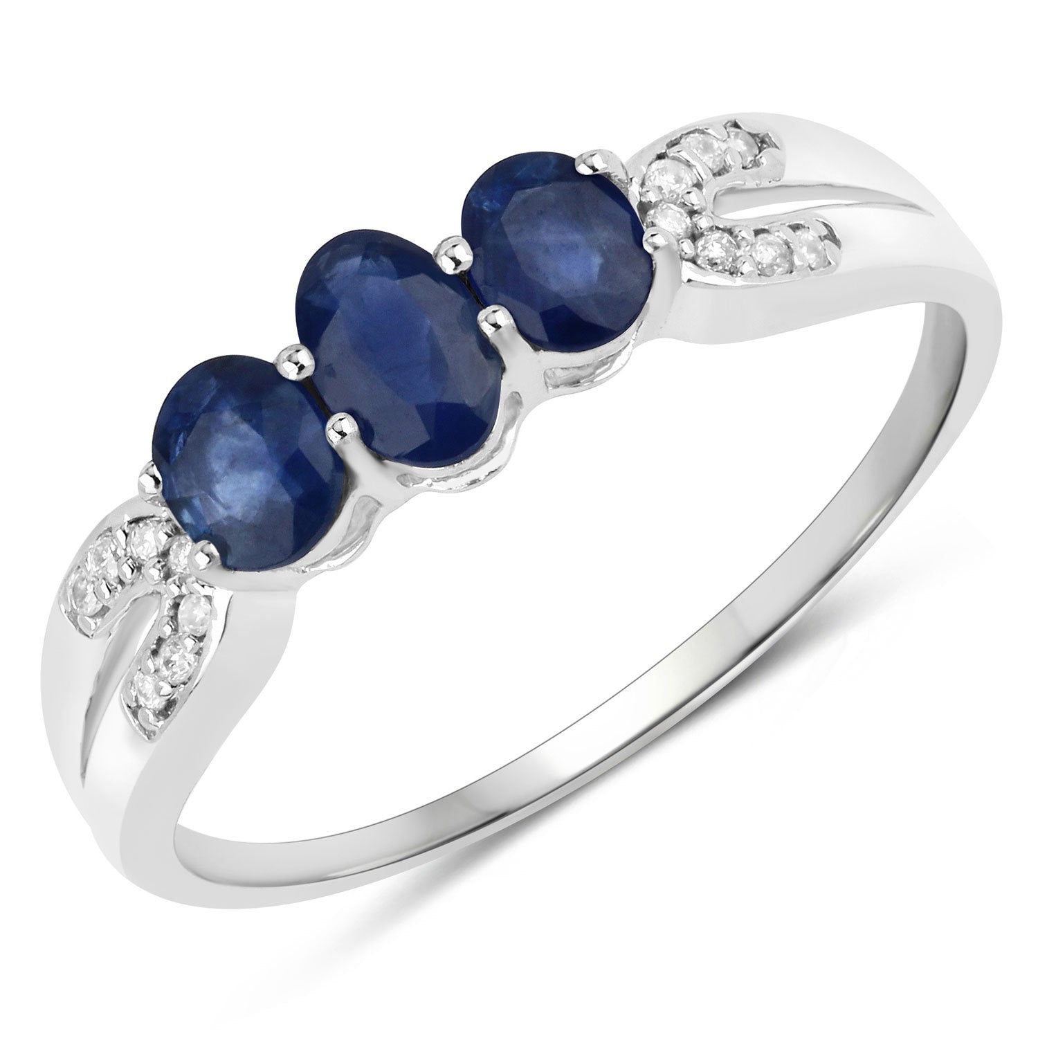 0.73 Carat Genuine Blue Sapphire and White Diamond 14K White Gold Ring by Bids.com