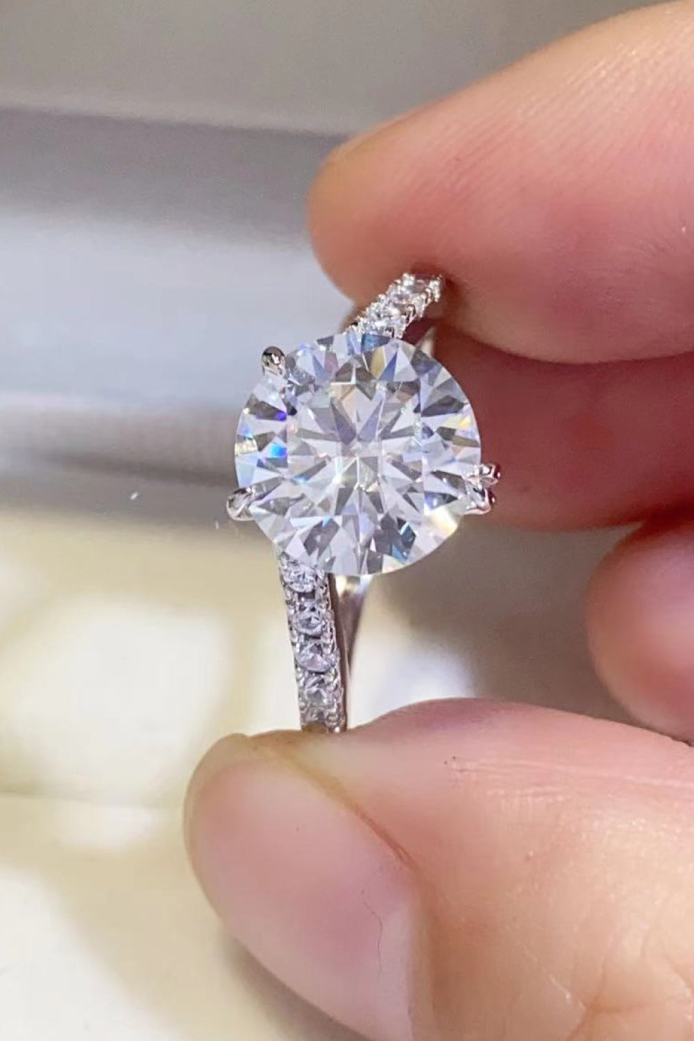 3 Carat Brilliant Round Cut Sparkala™ Platinum Over Pure Sterling Silver Ring by Sparkala