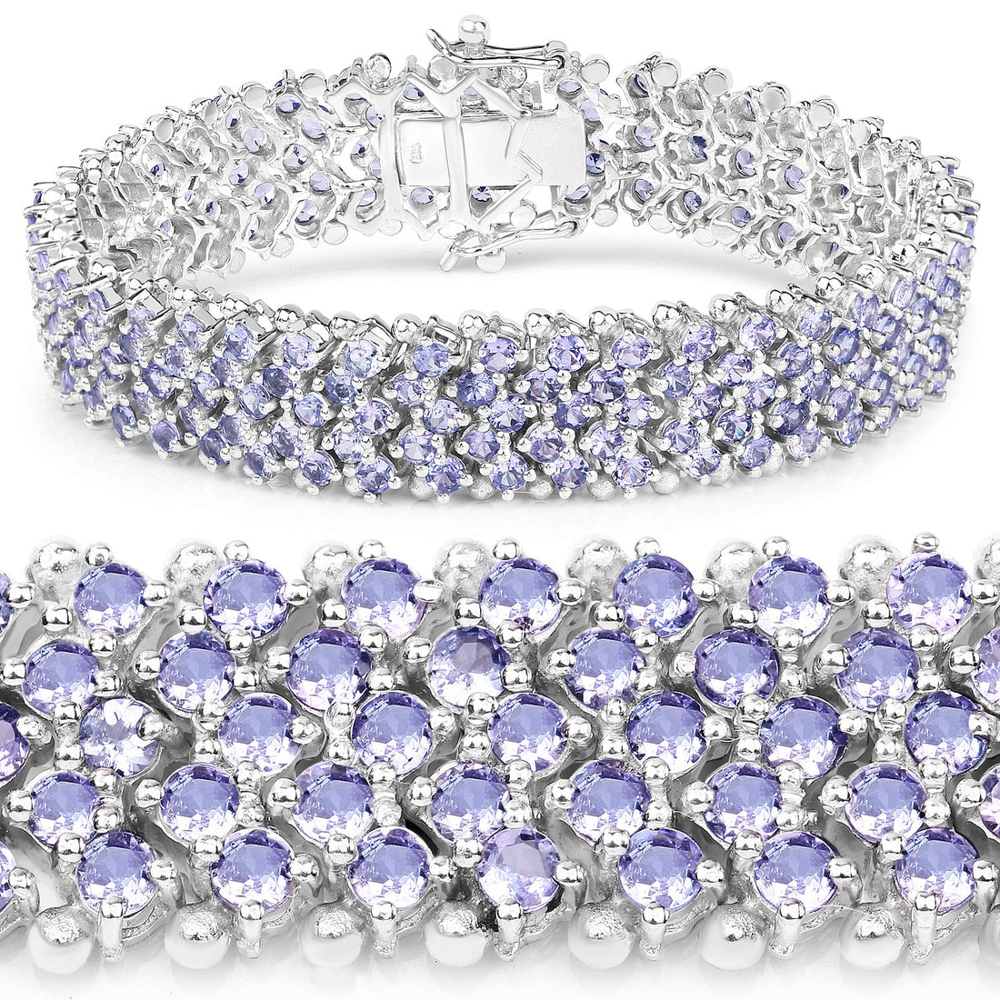 14.70 Carat Genuine Tanzanite .925 Sterling Silver Bracelet by Bids.com