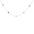 14K White Gold Bezel Set Mixed Gemstone 7 Station Adjustable 18"-24" Necklace  DestGlow