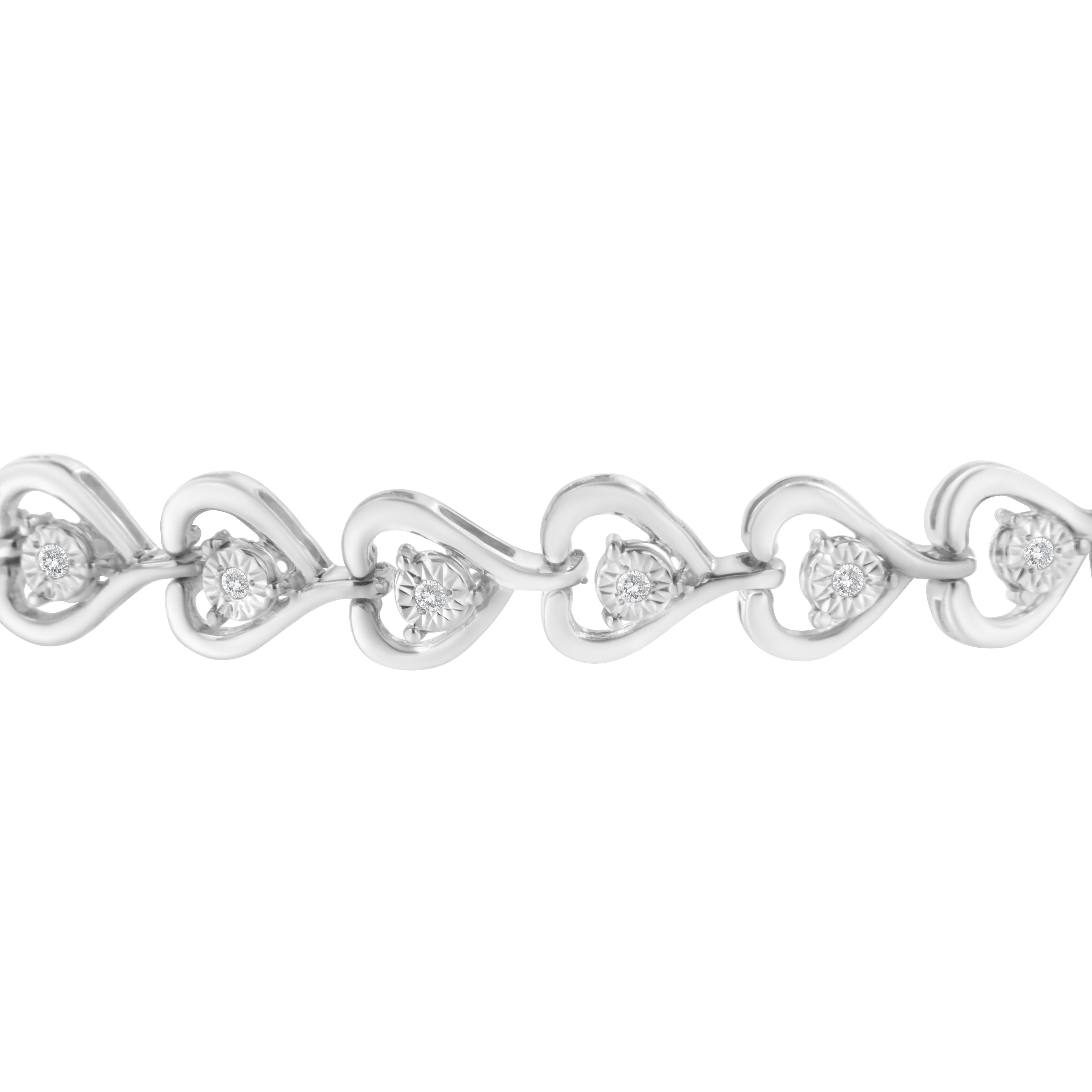 Sterling Silver Diamond Woven Heart Bolo Bracelet (0.1 cttw, H-I Color, I2-I3 Clarity) by Bids.com