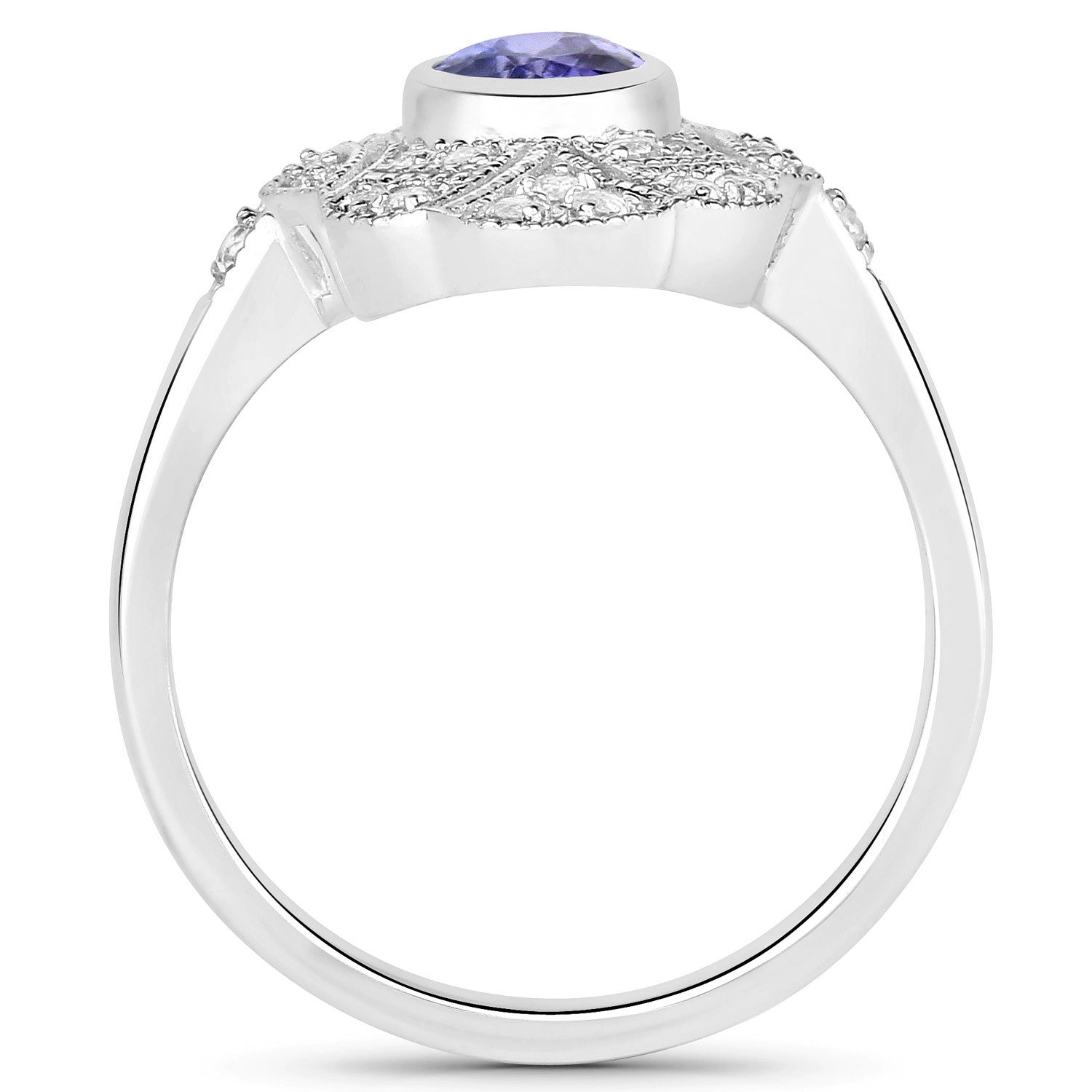 1.17 Carat Genuine Tanzanite and White Topaz .925 Sterling Silver Ring by Bids.com