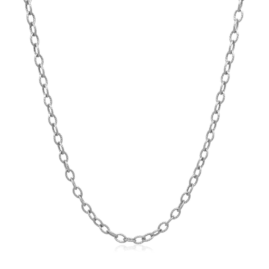2.5mm 14k White Gold Pendant Chain with Textured Links by Bids.com