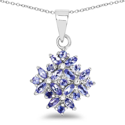 1.50 Carat Genuine Tanzanite .925 Sterling Silver Pendant  DestGlow