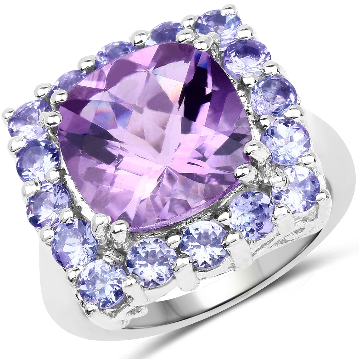 6.63 Carat Genuine Amethyst and Tanzanite .925 Sterling Silver Ring by Bids.com