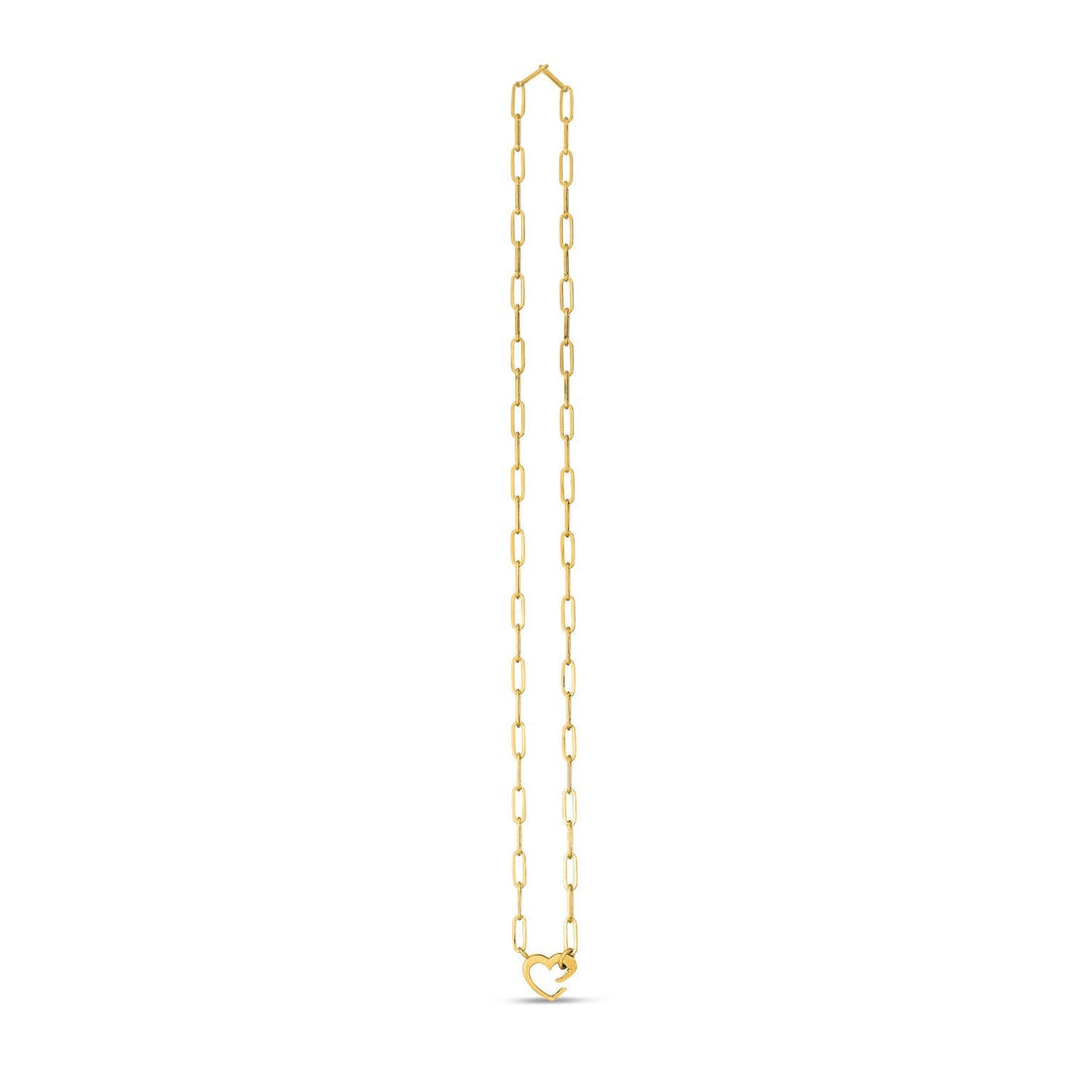 14k Yellow Gold Heart Element Paperclip Necklace by Bids.com