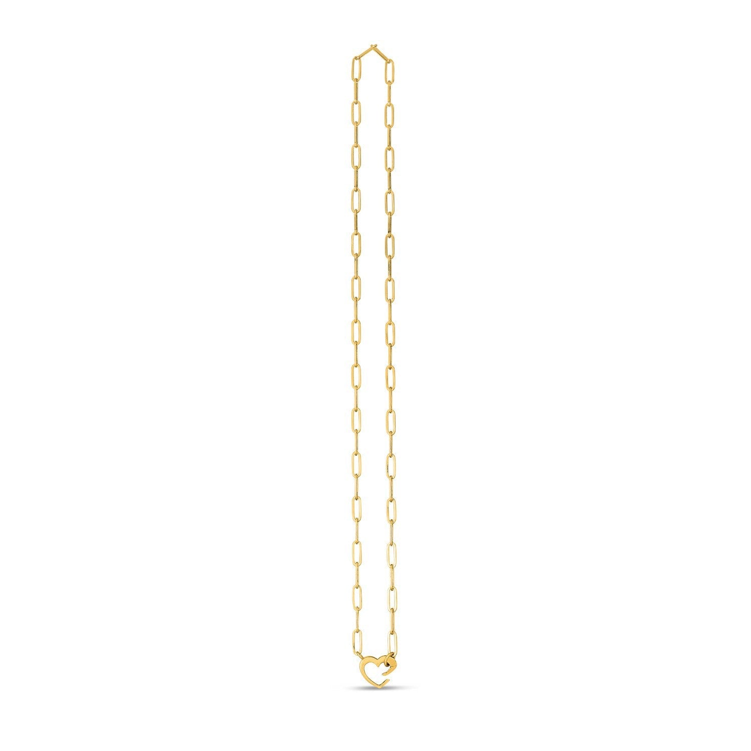 14k Yellow Gold Heart Element Paperclip Necklace by Bids.com