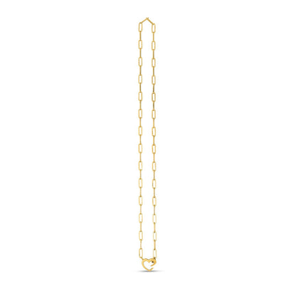 14k Yellow Gold Heart Element Paperclip Necklace by Bids.com