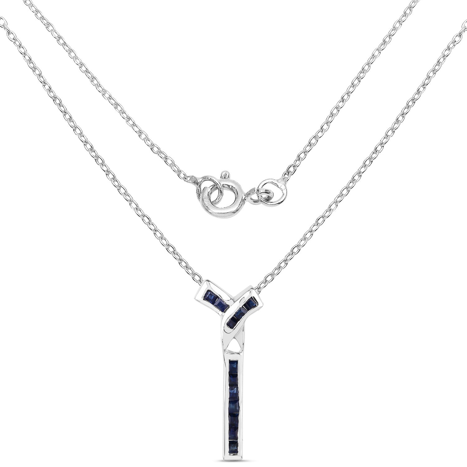 0.72 Carat Genuine Blue Sapphire .925 Sterling Silver Pendant  DestGlow