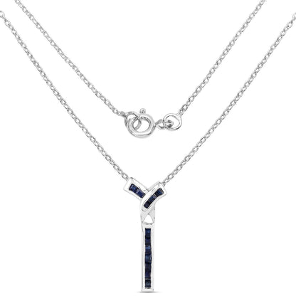 0.72 Carat Genuine Blue Sapphire .925 Sterling Silver Pendant  DestGlow