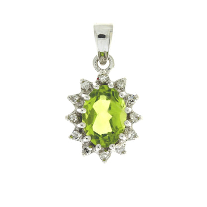 .96ct Peridot Diamond Fashion Pendants 10KT White Gold by Bids.com