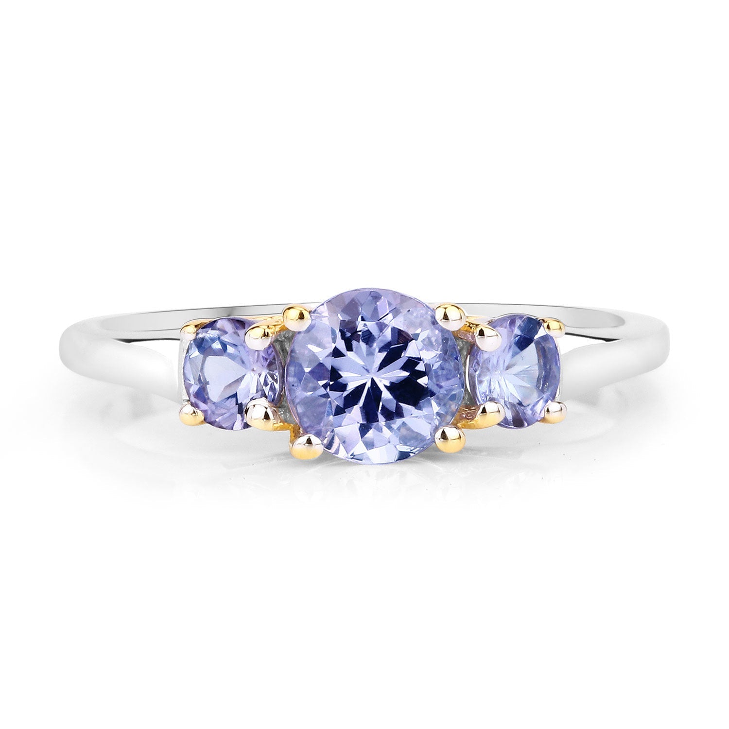 Two Tone Plated 1.07 Carat Genuine Tanzanite .925 Sterling Silver Ring by Bids.com