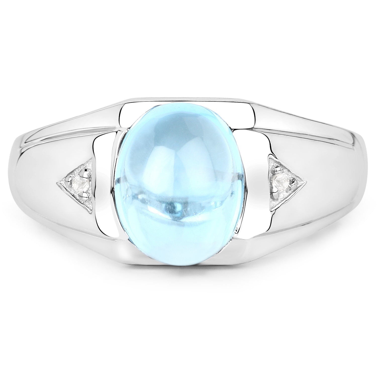 3.67 Carat Genuine Swiss Blue Topaz and White Topaz .925 Sterling Silver Ring by Bids.com
