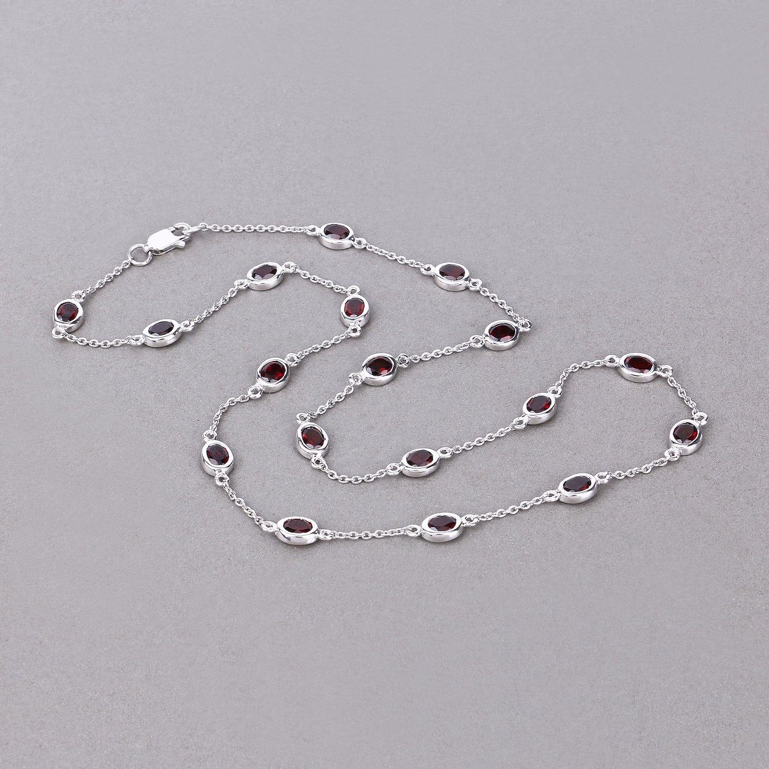 8.10 Carat Genuine Garnet .925 Sterling Silver Necklace by Bids.com