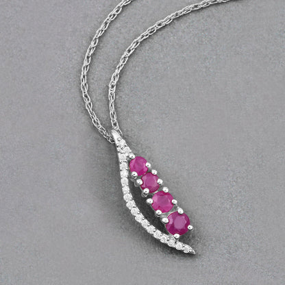 0.43 Carat Genuine Ruby and White Diamond 14K White Gold Pendant by Bids.com