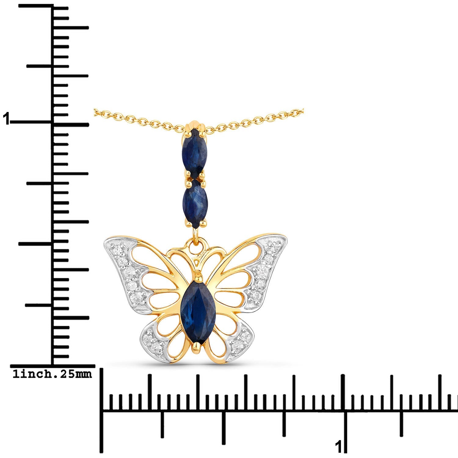 0.92 Carat Genuine Blue Sapphire and White Zircon .925 Sterling Silver Pendant by Bids.com