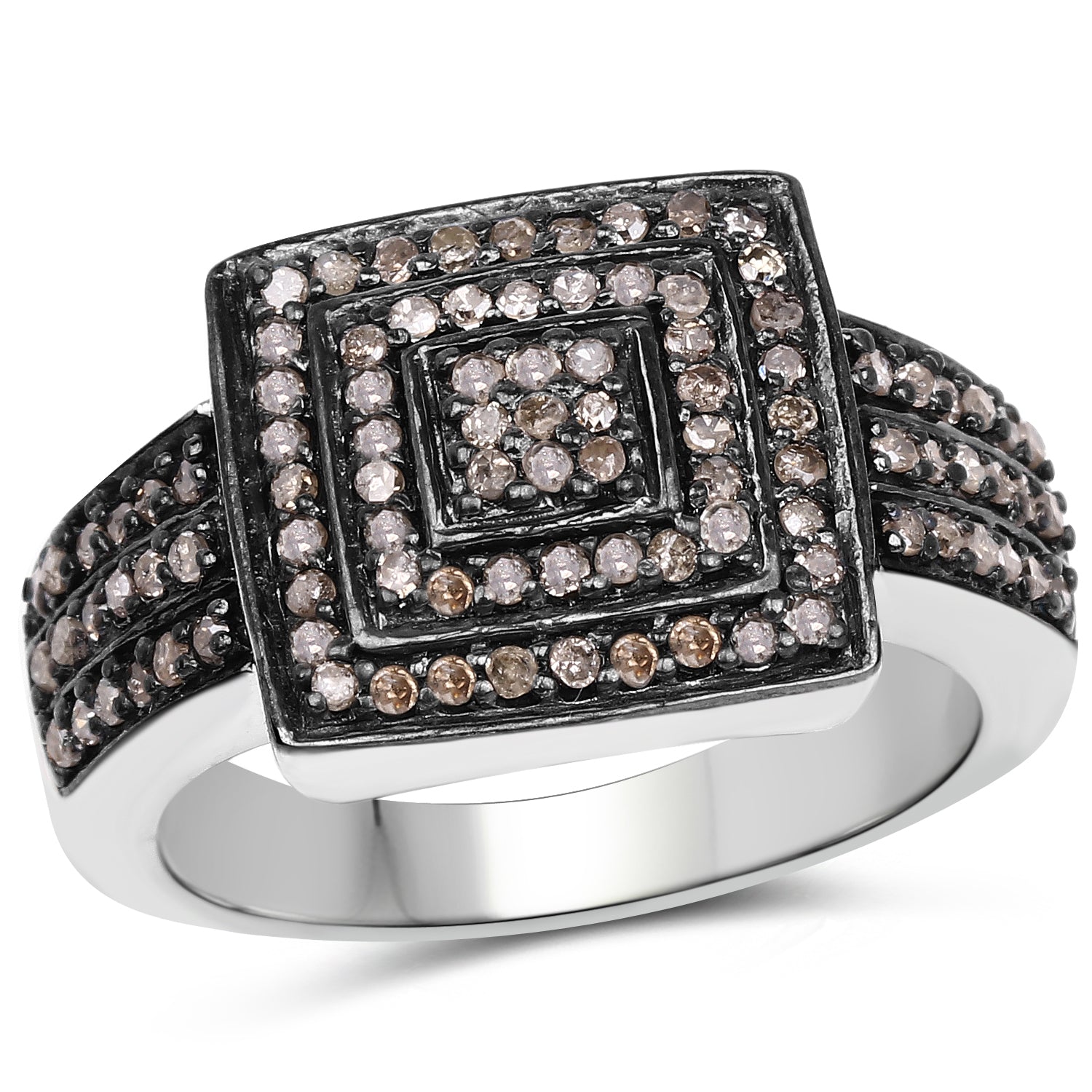 0.42 Carat Genuine Champagne Diamond .925 Sterling Silver Ring by Bids.com