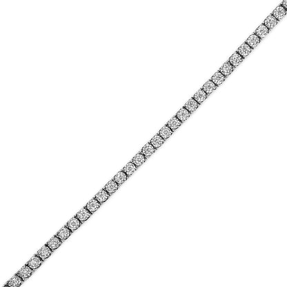 14K White Gold 1.0 Cttw Miracle Set Round-Cut Lab Grown Diamond Illusion Tennis Bracelet (F-G Color, VS2-SI1 Clarity) Size 7" by Bids.com