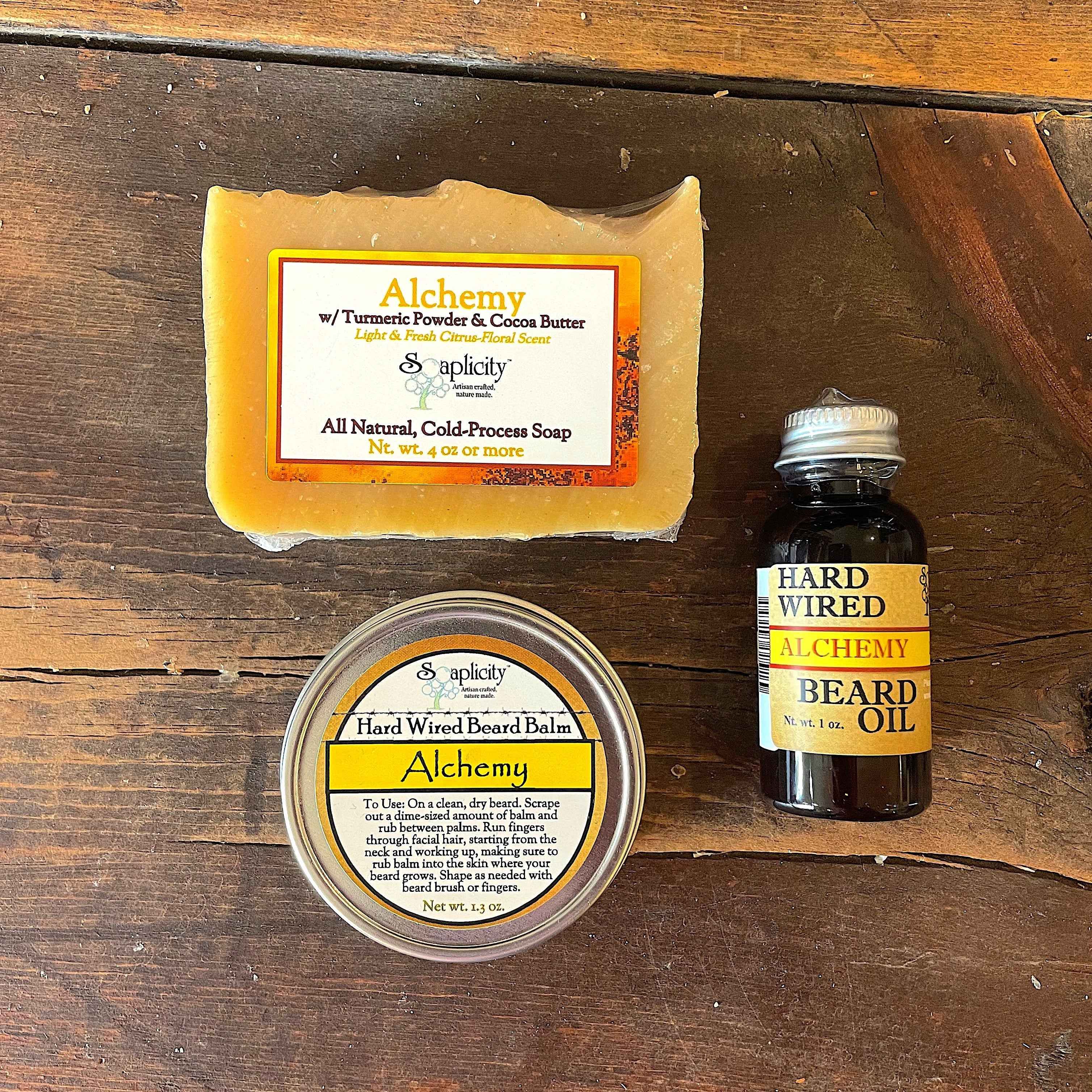 Bearded Trio Gift Set with Hard Wired Beard Oil, Balm, &amp; Body Soap Bar