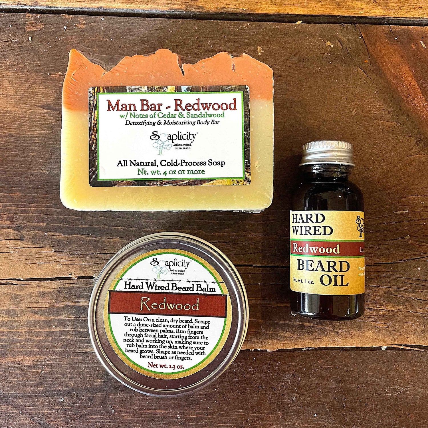 Bearded Trio Gift Set with Hard Wired Beard Oil, Balm, &amp; Body Soap Bar