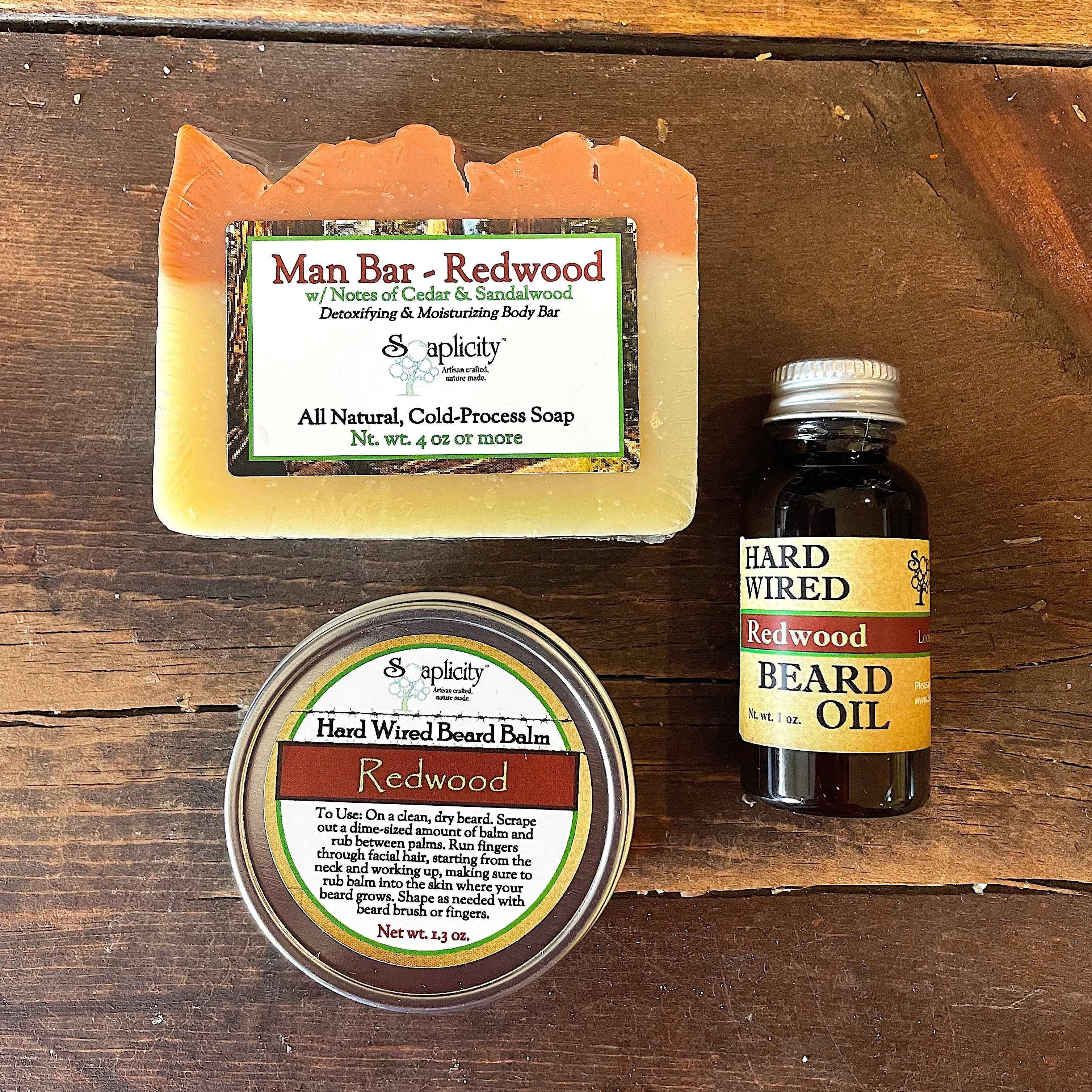 Bearded Trio Gift Set with Hard Wired Beard Oil, Balm, &amp; Body Soap Bar