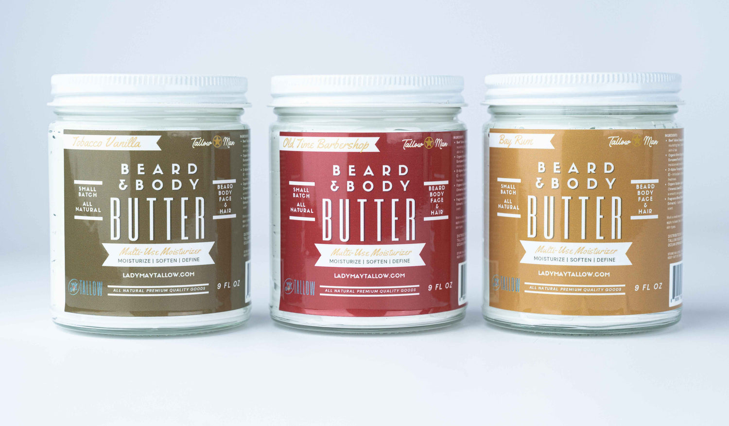 Tallow Man Beard Butter 9oz Trio – Men&