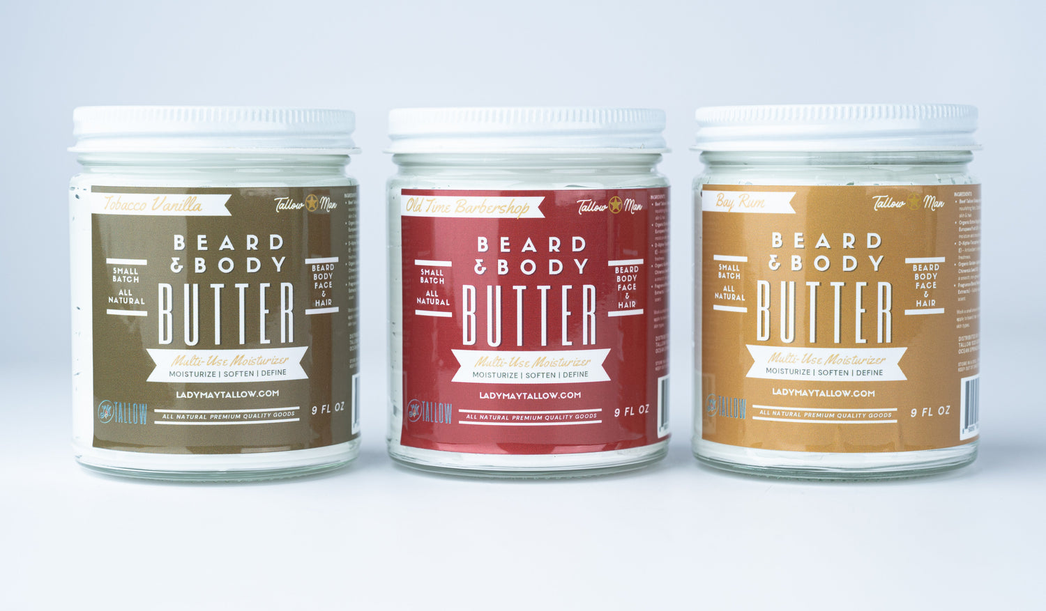 Tallow Man Beard Butter 9oz Trio – Men&
