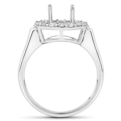 0.48 Carat Genuine White Diamond 14K White Gold Semi Mount Ring - holds 8.00mm Round Gemstone by Bids.com