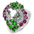 3.64 Carat Genuine Green Amethyst, Chrome Diopside and Rhodolite .925 Sterling Silver Ring by Bids.com