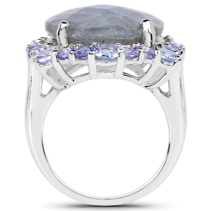 13.99 Carat Genuine Labradorite and Tanzanite .925 Sterling Silver Ring by Bids.com