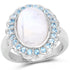 7.21 Carat Genuine White Rainbow Moonstone & Swiss Blue Topaz .925 Sterling Silver Ring by Bids.com