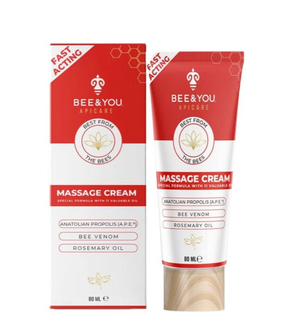 Bee &amp; You Massage Cream with Propolis, Bee Venom &amp; 11 Herbal Oils, 2.7 fl oz