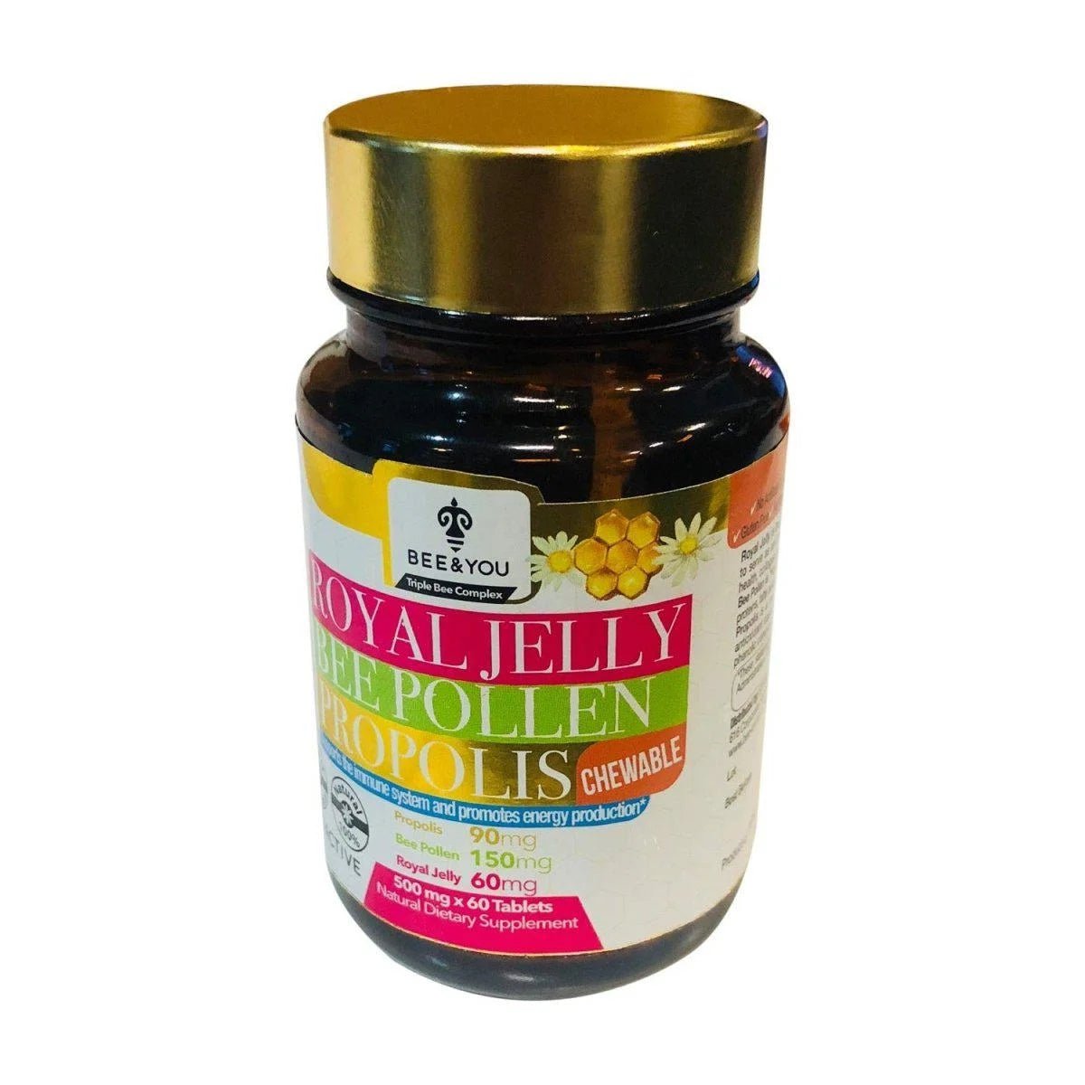 Bee &amp; You Royal Jelly + Propolis + Bee Pollen Chewable Tablets, High Potency